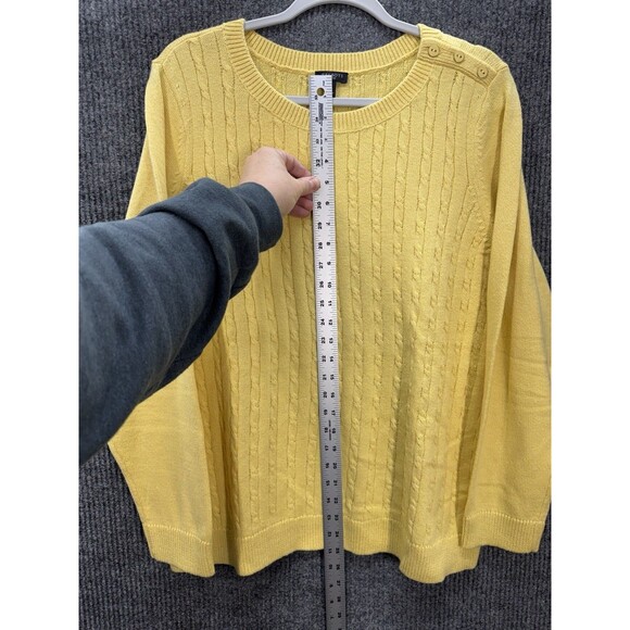 Talbots Button Shoulder Sweater Top Womens 2X Yellow Cable Knit Crewneck NWOT - Picture 5 of 8
